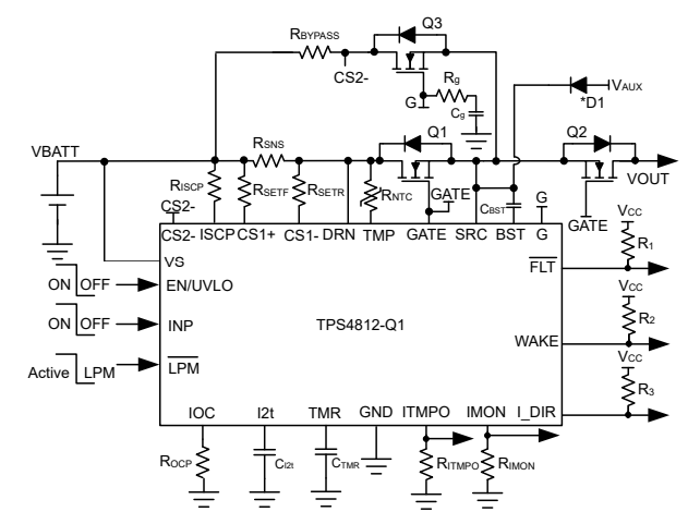 Applikations-Schaltungsdiagramm - Texas Instruments TPS4812-Q1 High-Side-Schalter-Controller